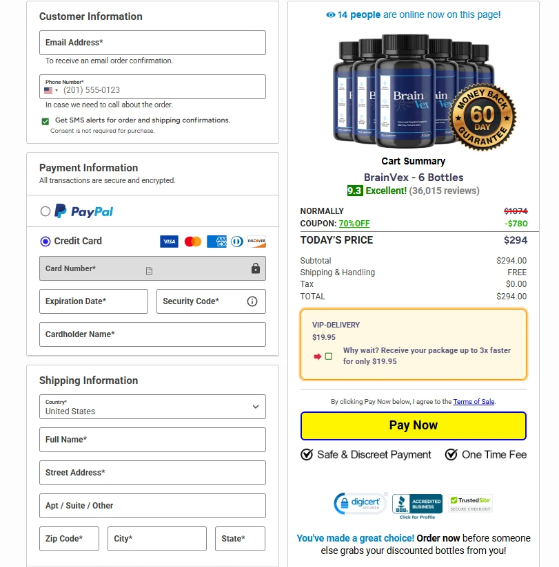 BrainVex™ Capsules Bottle payment snap